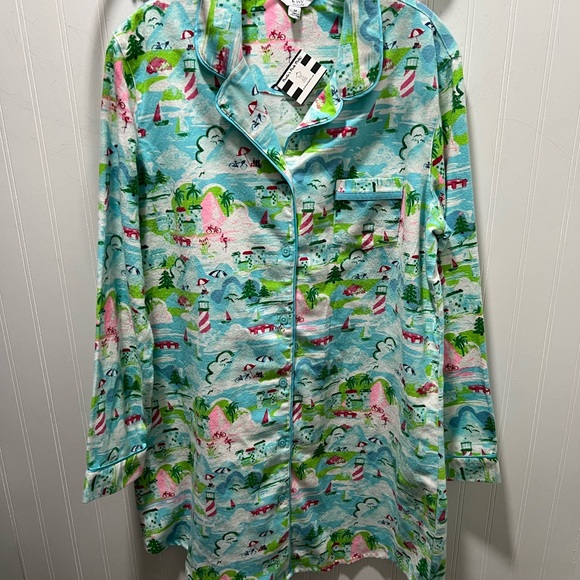 crown & ivy Other - Crown & Ivy Tropical Colorful Scenic Print Pajama Nightgown